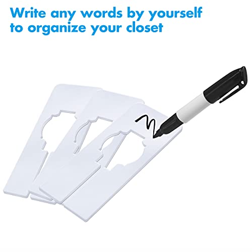 30 PCS Rectangular White Plastic Closet Dividers with a Bonus Marker, Writable and Reusable for Sorting Clothing Size, Color, Size 2” x 5.4’’(Inner Diameter 1.38”) - color: White, size: 30 Pcs