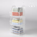 PUPPYCUTE Hanging Closet Organizer and Storage, Clothes Hanging Shelves Wire Baskets for Clothing Sweaters Purse Handbags Shoes White 3 Tier - size: For closet-3 pcs