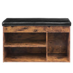 HOOBRO Shoe Storage Bench with Cushion, 32.3'' Entryway Bench with Lift Top Hidden Storage and Adjustable Shelves, Wooden Shoe Rack Bench for Entryway Bedroom, Rustic Brown and Black BF40HX01 - color: Rustic Brown + Black