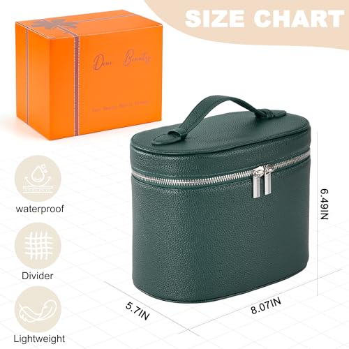 Makeup Bag Vanity Case Cosmetic Bag with Removable Divider Travel Toiletry Bag for Women Portable Make up Box Organizer, Green - color: Green