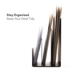 xympo Desktop Mail Organizer – 3-Slot Black Metal Letter Holder and Bill Sorter for Office and Home