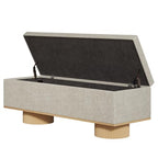 Tribesigns 50.39" Storage Bench with Padded Seat Cushion, Upholstered Shoe Bench with Flip Up Storage for Bedroom, Living Room, Entryway, Load up to 330 lb, Beige + Wood Color