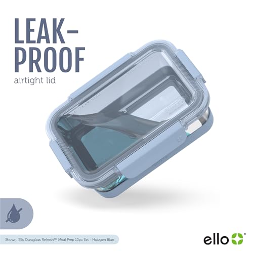 Ello Duraglass 3.4 Cup Meal Prep Sets,Set-Glass Food Storage Container with Silicone Boot and Airtight BPA-Free Plastic Lids,Dishwasher,Microwave& Freezer Safe,Garden Goals,5 Count(Pack of 2) - color: Garden Goals with Boot, size: 3.4 Cup (Pack of 2)