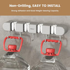 3PCS Broom Holder Wall Mount, No-Drilling Self-Adhesive Mop and Broom Storage Rack (4 Racks with 5 Hooks),Wall-Mounted Broom Hanger for Bathroom, Kitchen, Closet, Garage (Gray) - color: Gray