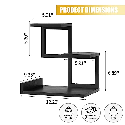 Gannyfer Desk Shelf Organizer - Wood Desktop Shelf, Freestanding Desk Hutch Office Decor, 3 Tier Storage Display Rack, Small Bookshelf with Metal Frame for Books/Plants/Toys (Black) - color: Black