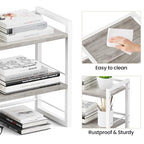 Office Desk Shelf Organizer, Wood Desktop Bookshelf Supplies Storage Rack, Shelf for Top of Desk and Dresser (Grey-2 Tier) - color: Grey