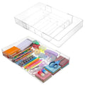 2 Pcs Large Expandable Desk Drawer Organizer, Adjustable Drawer Dividers Tray with Compartments for Organizing Pens, Pencils, Paper Clips and Sticky Notes, Office, Kitchen, Desk Supplies