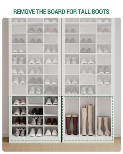 Hzuaneri Shoe Storage Cabinet, 36 Pairs Free Standing Closet Organizer, 9 inch Widened Cell Wood Shoe Organizer, 12 Tiers Vertical Space Saving Shoe Rack for Entryway, Cloakroom, White SR20703X - color: White, size: 36 Pairs