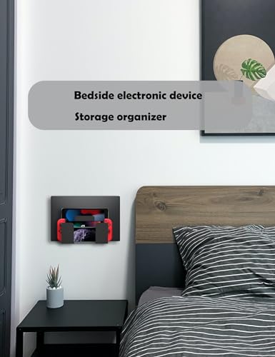Universal Wall Mount for Laptop/Keyboard/Tablet/Kindle/Router/Modem/Cable Box Wall Shelf Holder Organizer Fit for Electronics Desk Side& Bedside Storage (Black)