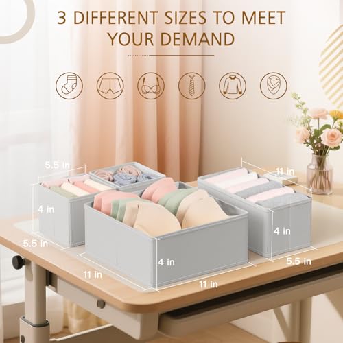 Criusia 15 Pack Drawer Organizer for Clothes, Foldable Dresser Dividers with 3 Sizes, Fabric Storage Bins – Gray - color: 15 PACK Gray