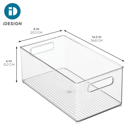 iDesign Kitchen Binz BPA-Free Plastic Deep Stackable Organizer with Handles - 8" x 6" x 14.5", Clear - style: Pack of 1