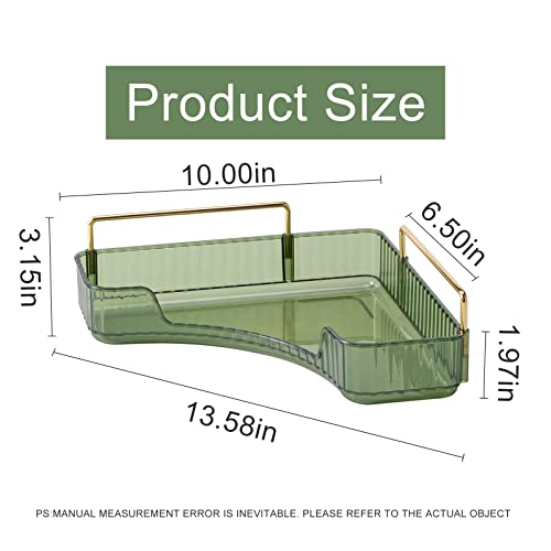 INVSSENE Corner Bathroom Countertop Organizer, Vanity Organizer Trays for Counter, Makeup Organizers, Perfume Tray, Skincare Shelf Storage Gifts for Women Girl Student (Green, 1 Tier) - color: Green, size: 13.6" x 10.1" x 3.2"