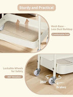 Fortella Baby Diaper Caddy, 3 Tier Rolling Storage Cart for Baby Essentials, Diaper Cart with Detachable Dividers, Storage Organizer & Baby Bottle Organizer for Bedroom, Living Room (Beige)
