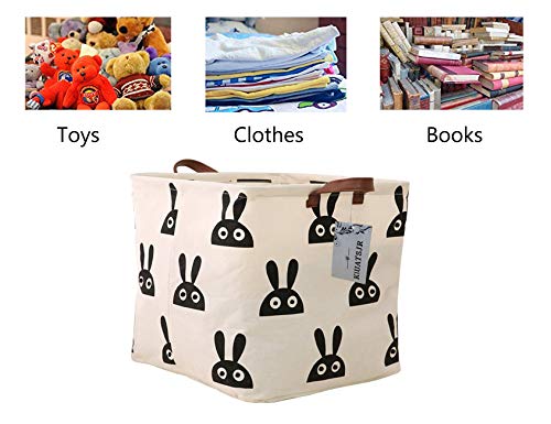 Square Storage Bins Canvas Collapsible Storage Basket with Handles - Organizer for Nursery, Kid's Toys & Laundry, Gift Baskets (Rabbit) - color: Rabbit