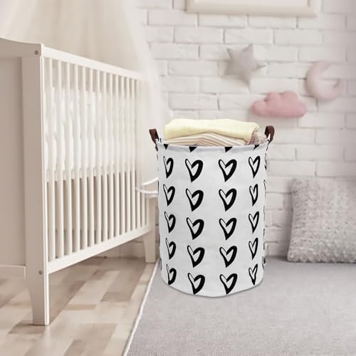 CLOCOR Large Laundry Basket,Waterproof Nursery Hamper,Collapsible Fabric Storage Container,Room Decor,Gift Basket（Black Heart - color: Black Heart