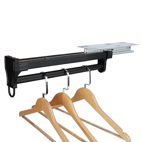 Alise Pull Out Clothes Hanger Rack for Closet,Heavy Duty Closet Rod with Automatic Soft-Close Mechanism for Closets,16 inch Closet Pull Out Metal Rod Organizer Hangers for Coats Pants Hangers,Black - color: Black, size: 16 Inch