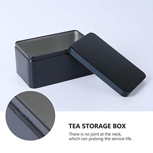 DOITOOL Metal Container Rectangular Tin Box Metal Tin Box with Lids, Empty Box Containers Portable Tea Storage for Tea Candy Candle Jewelry, Black (13x8x6cm) Small