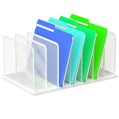 Kuntine.B Desk File Organizer Upright Mesh Desktop Organizer File Sorter Office Organization File Holder for Home, Office & Classroom (White, 1 Pack 7-Section) - color: White, size: 1 Pack 7-Section
