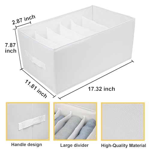 Extra Large Clothes Closet Organizer 6 Compartments for Jean Sweater Sheets to Shirt - Divided Clothing Storage Boxes for Closet, Wordrobe, Bedroom, Shelf (4pc White) - color: 4pc White