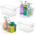 Set of 4 Clear Plastic Storage Bins With Handles, Containers To Organize Pantry, Fridge, Cabinet, Kitchen, Countertop, Closet, Cupboard, Home Organization and Storage - style: 4 pack