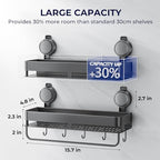 ONXE Shower Caddy Suction Cup,2 Pack Extra-Strong Suction Shower Shelves,No Drilling Rustproof Organizer for Bathroom,Kitchen,Home Decor,Reusable Bathroom Storage with Large Capacity(15.7 inch) - size: 15.7 inch-With bar