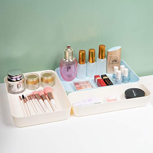 Backerysupply (9 Piece Set) Large Size Plastic Desk Drawer Organizers For Makeup Bathroom Office Kitchen Three Colors - color: Three Colors