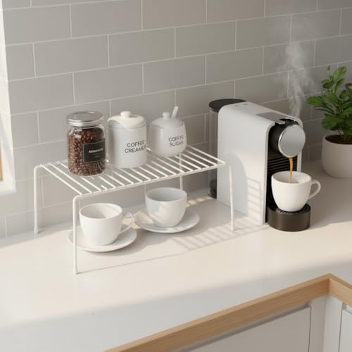 4-Pack Medium (13x8.5inch) Kitchen Organizer Rack, Kitchen Shelves for Spice Organization for Cabinet, Pantry Organizers and Storage, Spice Rack, Desk Organizer, White - size: Non-Expandable Medium