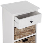SAFAVIEH Home Collection Carrie Distressed Cream/ Natural Wicker 3-Drawer Storage Nightstand Side Table (Fully Assembled) - color: Distressed Cream