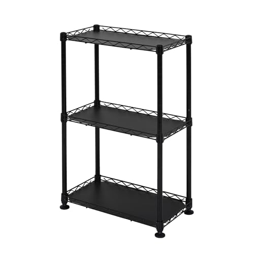 SafeRacks - NSF Certified Storage Shelves, Zinc, Heavy Duty Steel Wire Unit with Adjustable Feet, Garage or Bakers Rack, Kitchen, Pantry Shelf - (18"x10"x30" 3-Tier) (Black) - color: Black, size: 10"x18"x30" 3 Tier