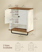 VASAGLE LIRY Collection - Bathroom Wall Cabinet, Farmhouse Wall-Mounted Medicine Storage Cabinet with 2 Barn Doors, Adjustable Shelf, Towel Bar, 7.9 x 18.1 x 24 Inches, Rustic White UBBK132W01S - size: 7.9"D x 18.1"W x 24"H