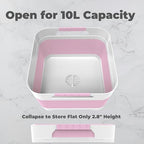 GIMWA 2.6 Gal(10L) Collapsible Wash Basin for Baby Bottles,Pink Space-Saving Collapsible Dish Basin with Drain Plug for bottle washing, Collapsible Bucket for RV Kitchen Essentials - color: Pink