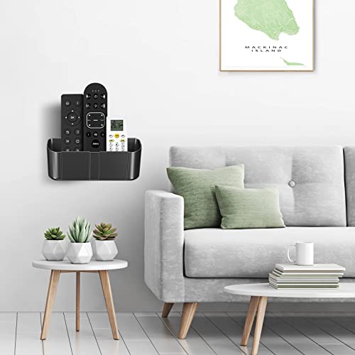 suptek Remote Control Holder Wall Mount，Hole-Free TV Remote Holder for 3 or 4 Remotes, Black, Quantity 2，S4B2 - color: Black-2 Pack