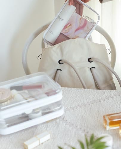 CoiiJoii 6PCS Clear Hard Shell Zipper Case,Portable Cosmetic Bag with Zipper,Kid's Toy Storage Organizer Bins,Hard Plastic Case,Clear Bags for Organizing - size: M-6PCS