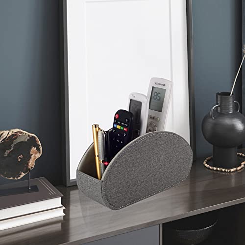 Remote Control Holder,TV Remote Caddy/Box with 5 Compartments,Bedside Table Organizer for Controller,Glasses,makeup brushes,jewelry and Media Player,Pen/Pencil Storage (Grey) - color: Grey