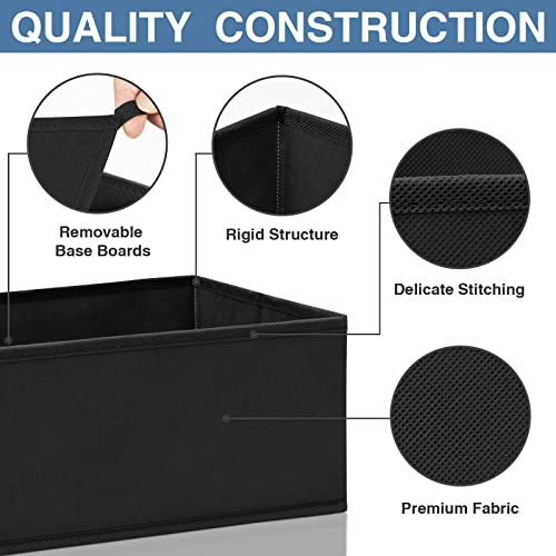 Criusia Drawer Organizer Clothes 12 Pack - Odorless Closet Organizers and Storage for Sock Underwear Bra - Dresser Organizador for Bedroom Organization -Nursery Drawer Divider Trays for Baby Clothes - color: Black, size: 12 Pack