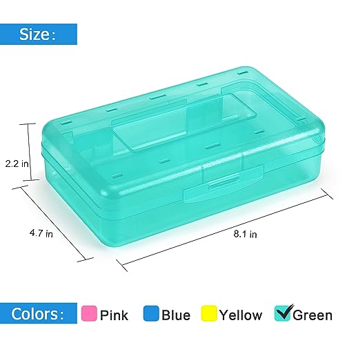 Tamaki 1 Pack Plastic Pencil Box Large Capacity Pencil Boxes Clear Boxes with Snap-tight Lid Stackable Design and Stylish Office Supplies Storage Organizer Box, Light Green - color: Light Green