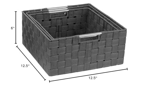 Sorbus Storage Box Woven Basket Bin Container Tote Cube Organizer Set Stackable Storage Basket Woven Strap Shelf Organizer Built-in Carry Handles (Gray) - color: Gray