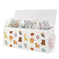 Extra Large Collapsible Toy Box with Lids, Sturdy Storage Organizer for Kids, 38"x16"x13" Toy Chest for Playroom, Nursery, Bedroom, Living Room (Chubby Animals)