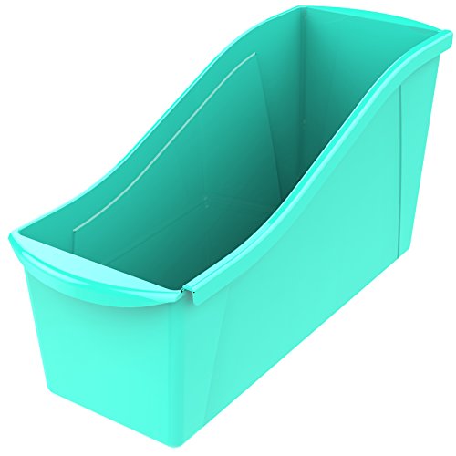 Storex Large Book Bin, Interlocking Plastic Organizer for Home, Office and Classroom, Teal, 6-Pack (71120U06C) - color: Teal, size: 6-Pack