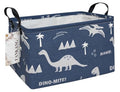 FANKANG Storage Bins, Nursery Hamper Canvas Laundry Basket Foldable with Waterproof PE Coating Large Storage Baskets for Kids Boys and Girls, Office, Bedroom, Clothes,Toys(Rec-Blue dinosaur） - color: Rec-Blue dinosaur