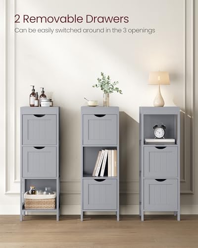 VASAGLE Storage Cabinet, Storage Organizer Rack Stand for Bathroom, Living Room, Multifunctional Corner Unit, 2 Drawers, 35 Inches in Height, Dove Gray UBBC042G02 - color: Dove Gray, size: 35"H