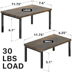 Simple Houseware Expandable Stackable Cabinet and Counter Shelf Organizer with Wooden Surface, 7.6'' D x 11.75'' W x 6.1'' H, Rustic Brown - color: Rustic Brown