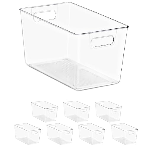 Sorbus Clear Storage Bins, 8 Pack X-Large Organization Bins with Handles – Clear Storage Containers for Storage, Pantry, Fridge, Cabinet, Closet & Kitchen Organization – BPA-Free Plastic - color: 8 Pack, size: X-Large, style: Without Lid