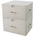 iwill CREATE PRO Collapsible Rigid Storage Bins with Lid, Shelves Clothes Storage Cubes, Tide Up Your Wardrobe, Beige, Set of 2 - color: Beige