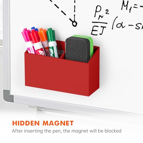 BEYGORM Magnetic Dry Erase Marker Holder for Whiteboard,Non-slip Acrylic Magnet Pen Holder for Fridge Refrigerator,Locker Organizer for Work,Locker Accessories,Pencil Cup for Desk(Red) - color: Red