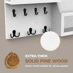 LubanNese Key Holder Wall Mount Pine Wood 16 X 8 Mail Organizer Farmhouse Key Rack for Wall with Hooks and Shelf, Rustic Wooden Key Hanger for Entryway (Rustic White) - style: Rustic White