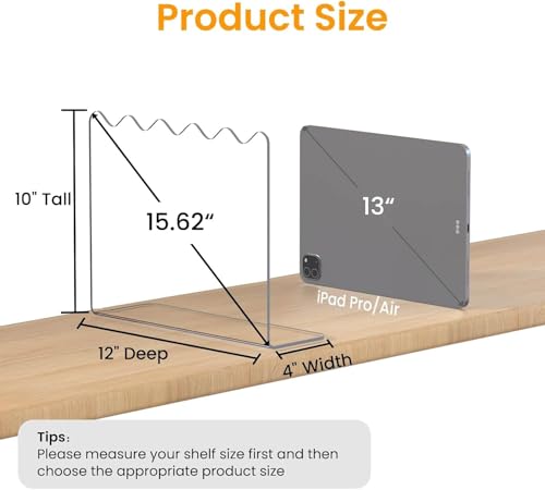 OKPOW Acrylic Shelf Dividers for Closet Organization - 10" Tall X 12" Deep Easy Installation Clothes Purses Organizer - Space-Saving Adjustable & Sturdy Clear Dividers for Wood Cabinet Shelves, 4 Pack - color: 4 Pack, size: 10" Tall X 12" Deep