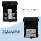 KYODOLED Cash Box with Combination Lock Safe Metal Money Box with Money Tray for Security Lock Box 7.87"x 6.30"x 3.35" Black - color: Black, size: Medium