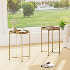 Garden 4 you Small Side Table, Gold Mini Round End Table, Tray Table with Metal Frame, Modern Nightstand for Living Room, Bedroom, Patio, Small Space, 1PCS - color: Gold, size: 1 PCS