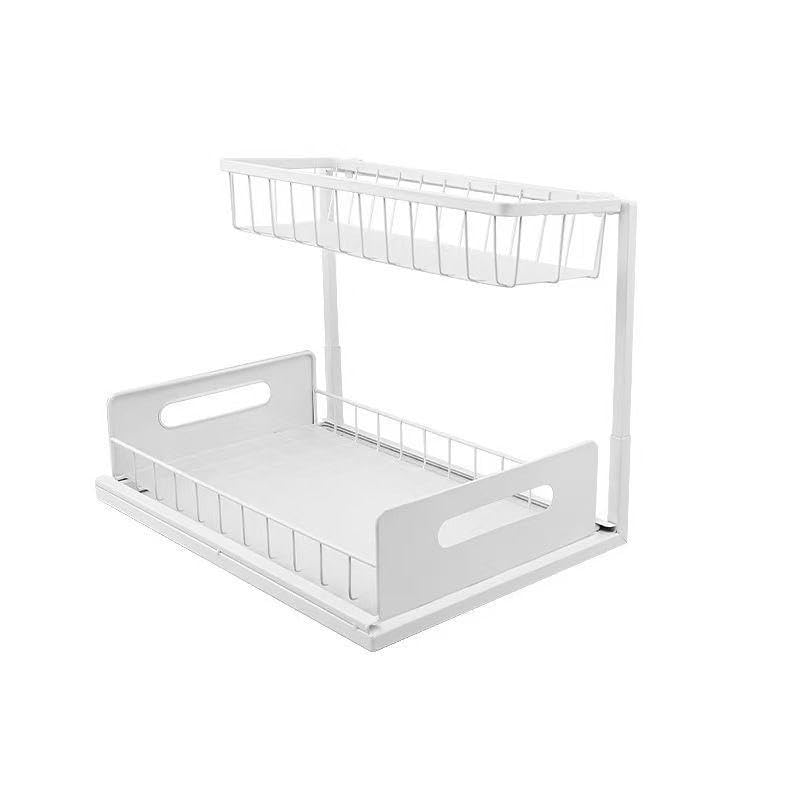 INNOVATIVE LIFE Under Sink Organizer, 1 Pack 2 Tier Under Sink Organizers and Storage, Slide Out Pull Out Cabinet Organizer Shelf, Metal Sliding Drawer for Kitchen， Bathroom，White - size: White (1 Pack)